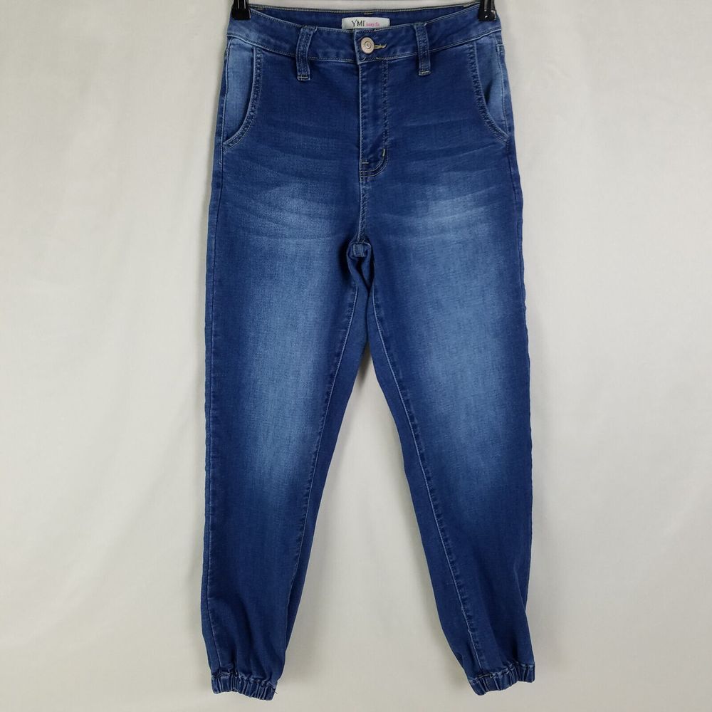 YMI Jeans Juniors Small Blue Mid Rise Kozy Fit Stretch Ankle Dark Wash Denim